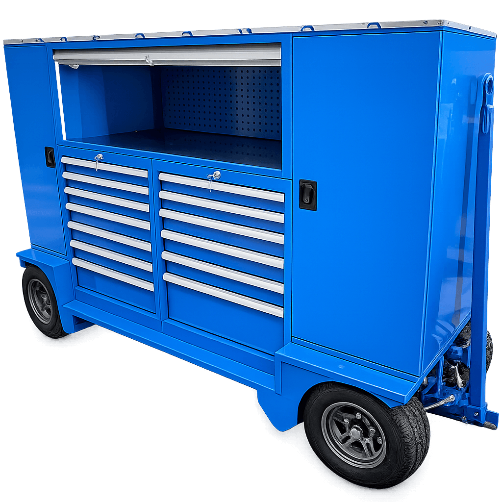 Blue powder coated toolwagon manufactured and assembled Sydney