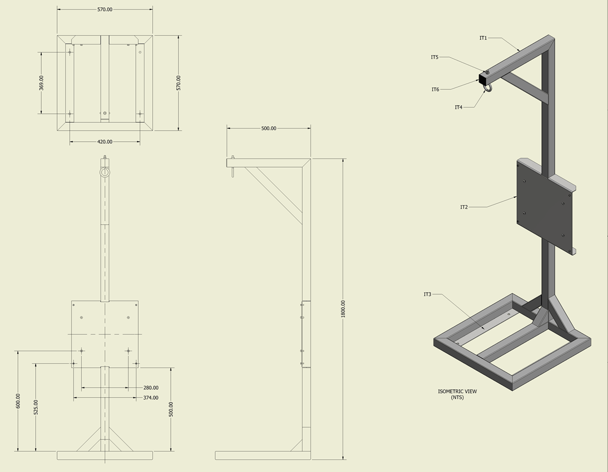 Manufacturing drawing HelloFresh battery charging frame by EFC Industries